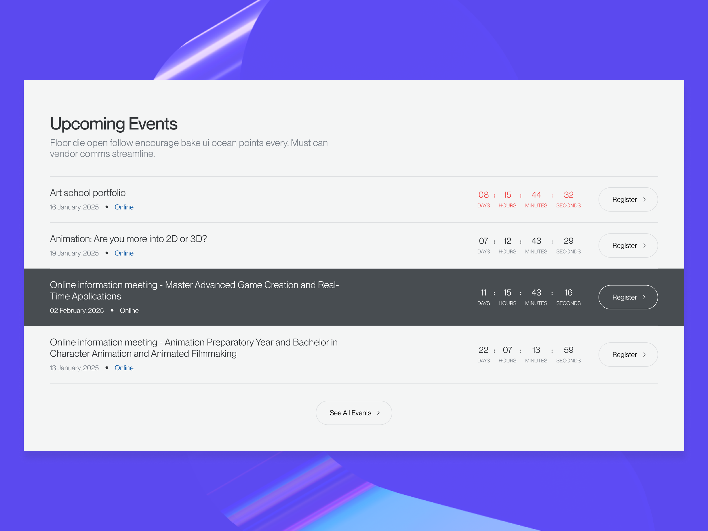 GOBELINS Paris Website Redesign (Events Section)