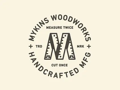 M Mark branding letter logo mark type wood woodworks