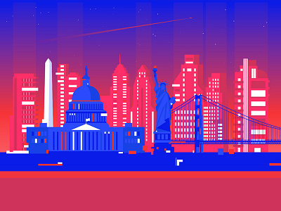 Vector City/USA blue california city vector dc electriq flat illustration new work red vector