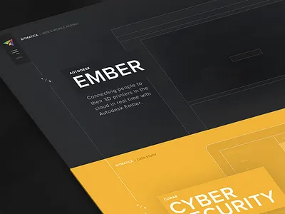 Bitmatica | Homepage black clean dark gold landing minimal page wireframe