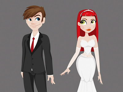 Cartoon Marriage bride cartoon female happy husband male marriage redhead