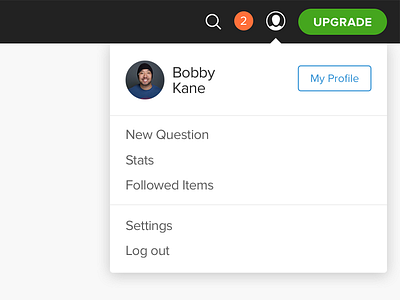 Account Dropdown dropdown flat nav navigation notifications ui