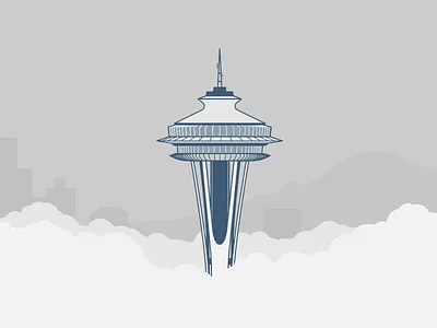 In The Midst Of It All daily illustration monotone mount mountain needle rainier seattle space vector