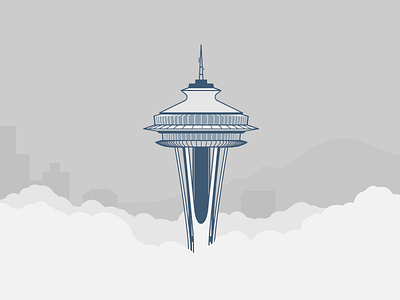 In The Midst Of It All daily illustration monotone mount mountain needle rainier seattle space vector