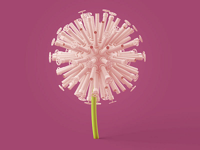 Drainlion 3d c4d dandelion drain flower illustration