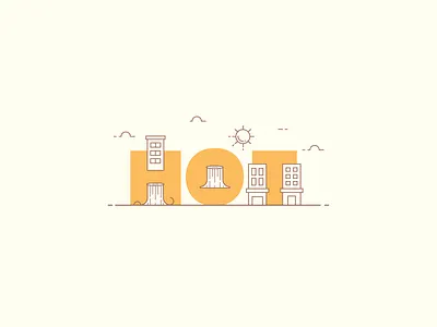Hot building climate environment illustration tree typo vector whether