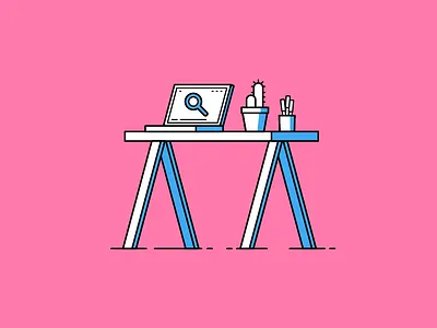 Work work work cactus line macbook vector work workspace