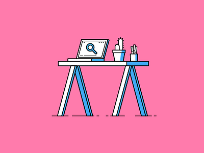 Work work work cactus line macbook vector work workspace