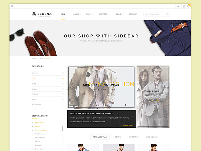 Serena shop and store apparel blog bootstrap clothing fashion gallery html5 luxury modern retail shop store