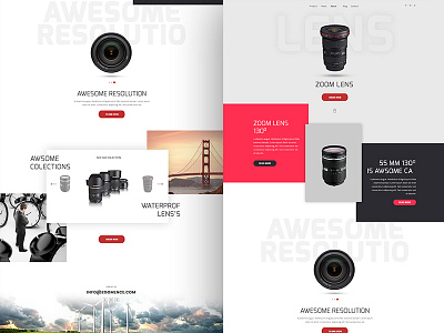 Lens landing page design camera coming soon e commerce landing lens material modal page product shop ui ux