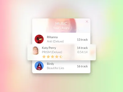 Music Card card dashboard flat interface list music ui ux
