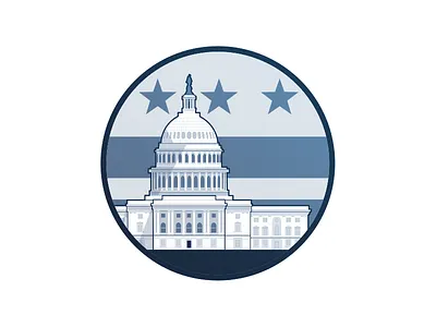 Washington, DC building capitol building flag flat illustration sketch vector