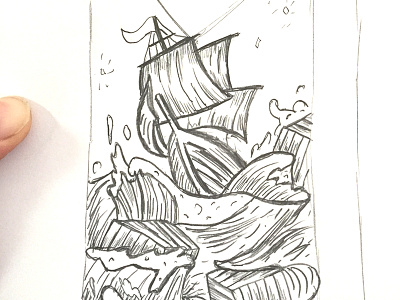 Smooth Seas Never Made a Good Sailor boston tea party paper pencil process ship sketch