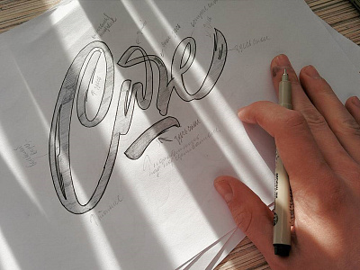 Cure sketch hand lettering paper pencil sketch