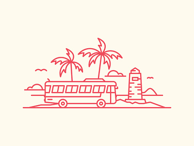 Hawaiian Beer 1 beer brewery bus hawaii illustration island line tropical