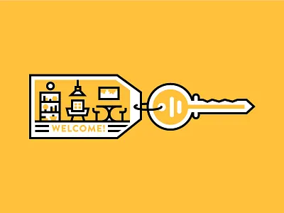 Welcome Key furniture illustration key line room tag