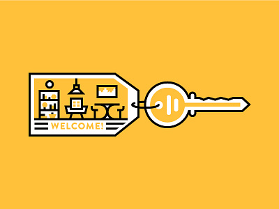 Welcome Key furniture illustration key line room tag