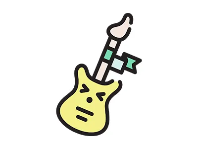 Rock music icon art cartoons cute design fulcolor guitar icon illustration music pantone rock vector