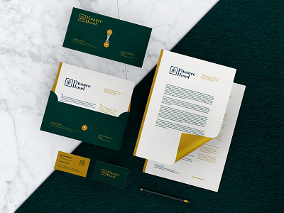 Finance Hood - Brand & Visual Identity brand brotherhood confraternity finance gentlemans gold logo mockup money stationery visual identity