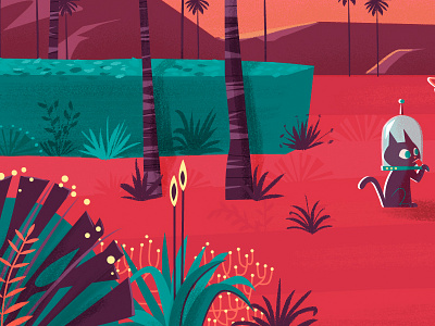 Greetings from Mars characters future illustration ilustración mars palms retro vectorial