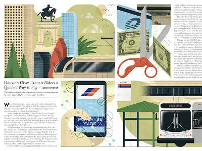 Mobile ticketing article editorial houston illustration justin tran metro mobile public transportation rapid transit smartphone