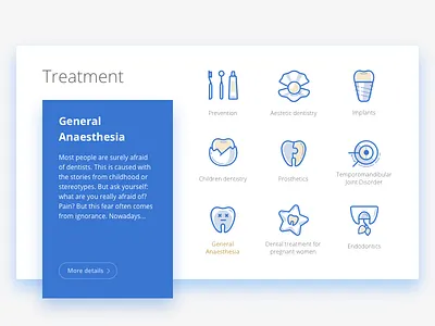 Icons (Dental clinic website redesign) blue cards dental dentist flat icon icons image medicine shado treatment