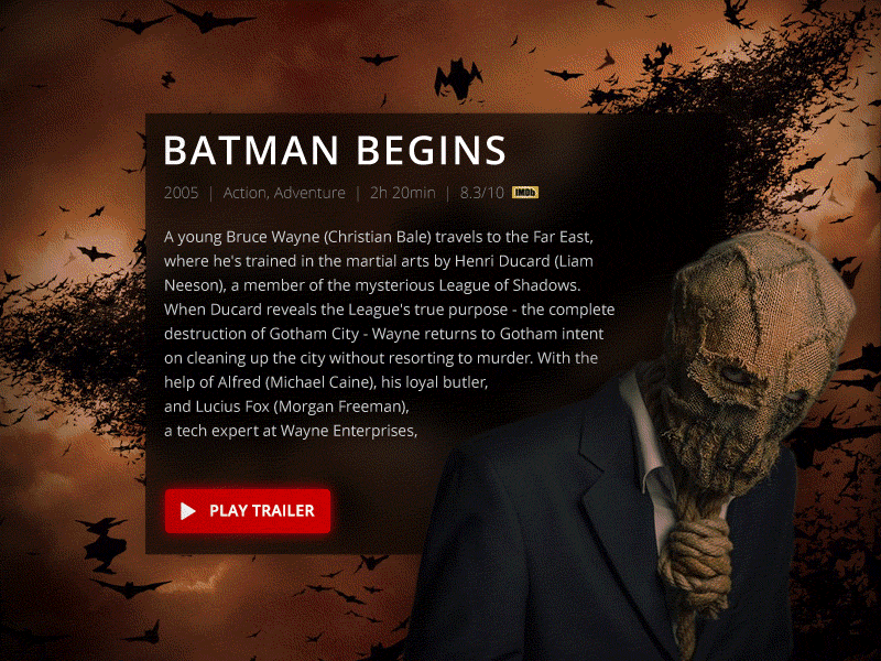 Batman Trilogy Card about card info movie play trailer ui watch widget