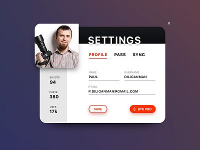 Daily UI day 7: Settings 007 dailyui photographer profile settings setup ui