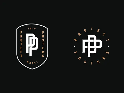 PP monogram badge crest lettering logo modern retro monogram pp protect shield simple trade mark typography