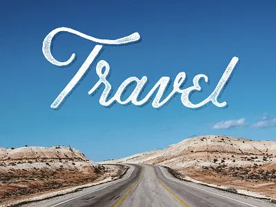 Travel adventure hand drawn landscape lettering texture travel type typography