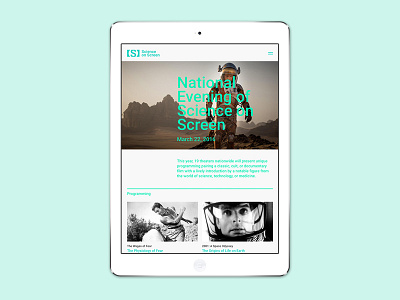 National Evening of Science on Screen big type minimal responsive type typography ui web web design website