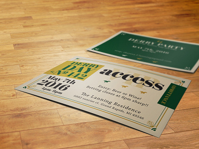 Derby Day Invite derby gold graphic design green invite postcard ticket