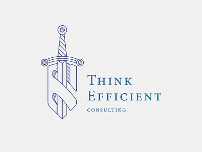 Think Efficient Consulting b2b business combined combining consulting lawyer logo monogram outlined shield sword two letters