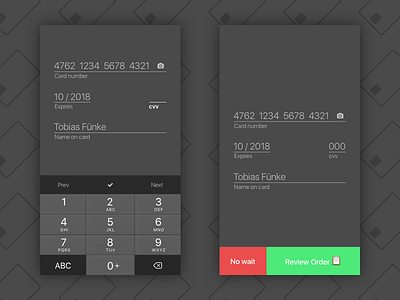 DialyUI #002: Credit Card Checkout charcoal checkout credit card dailyui interface ios mobile ui