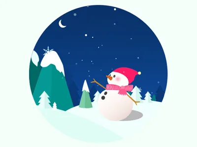 sonwy night snow tree