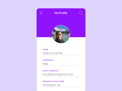 My Profile account minimal mobile profile settings ui