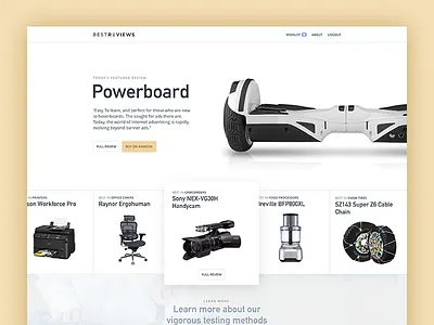 Reviews-site concept header minimal product review ui web webpage website