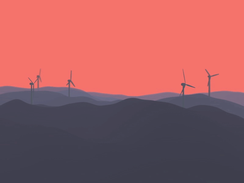 Power Mountains 2d animation c4d cinema 4d generator gif lizardfei motion design motion graphics mountains sunset wind energy
