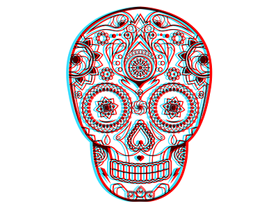 Anaglyph Sugar Skull fun anaglyph skull sugar skull vector