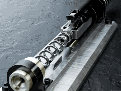 LONG_STROKE 3d animation cinema4d gif machine mograph rifle