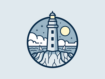 Faro De Cabo Villano boat building cloud illustration lake light house spain vector