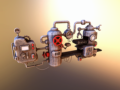 Complex Machine v.2 3d 3dcoat b3d blender handpainted low poly lowpoly