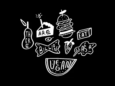 Vegan Illustration bw draw food fun illustration veg vegan