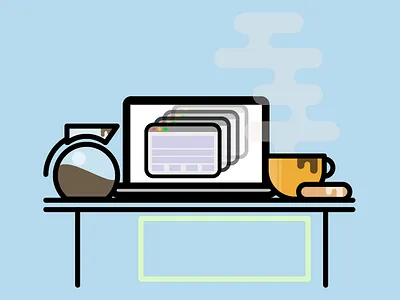Messy Desk atlanta coffee desk donut flat food icon illustration macbook