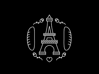 BONJOUR! BONJOUR! BONJOUR! baguette eiffel tower france illustration paris rose