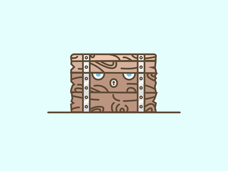 Wooden Treasure Chest chest coins emotion fun game glow happy illustration metal sad treasure wood