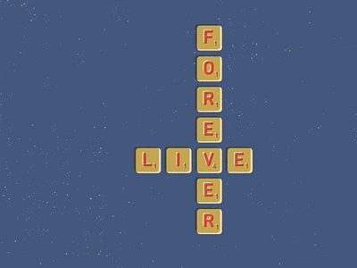 Live Forever flat illustration off register scrabble screenprint texture tiles