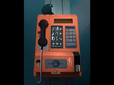 Ring ring bird illustration payphone phone photoshop stickers