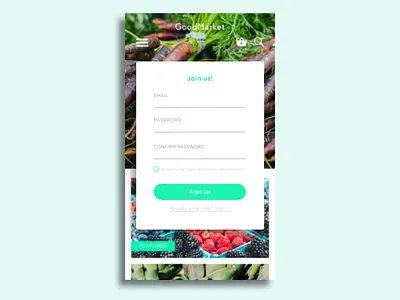 Mobile Sign Up mobile modal screen sign up ui user interface