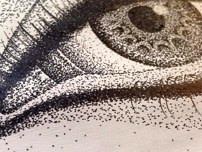 Eye dot drawign eye pointillism